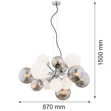 Argon 5020 - Lámpara colgante SATELITE 15xE27/15W/230V cromo brillante/blanco