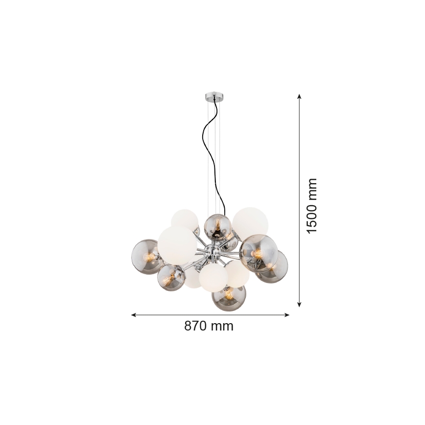 Argon 5020 - Lámpara colgante SATELITE 15xE27/15W/230V cromo brillante/blanco
