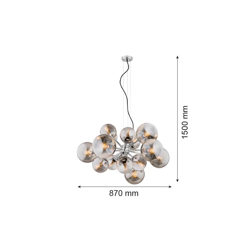 Argon 5022 - Lámpara colgante SATELITE 15xE27/15W/230V cromo brillante