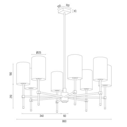 Argon 5051 - Lámpara colgante ABRUZZO 8xE14/15W/230V latón/blanco