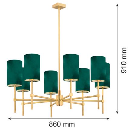 Argon 5055 - Lámpara colgante ABRUZZO 8xE14/7W/230V latón/verde