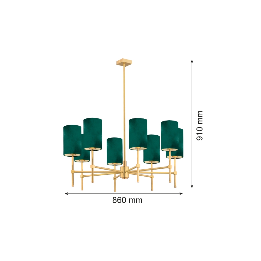 Argon 5055 - Lámpara colgante ABRUZZO 8xE14/7W/230V latón/verde