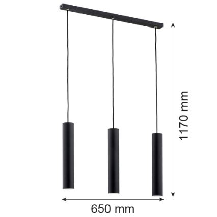 Argon 6112 - Lámpara colgante GOMERA 3xGU10/5W/230V negro