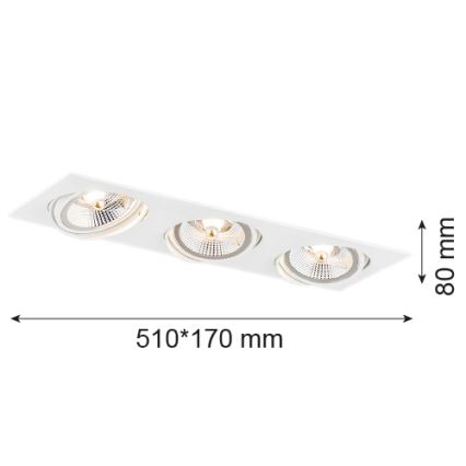 Argon 6115 - Lámpara empotrada OLIMP 3xGU10-AR111/12W/230V blanca