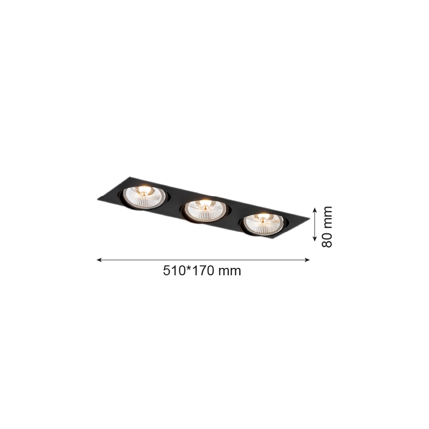 Argon 6116 - Lámpara empotrada OLIMP 3xGU10-AR111/12W/230V negro