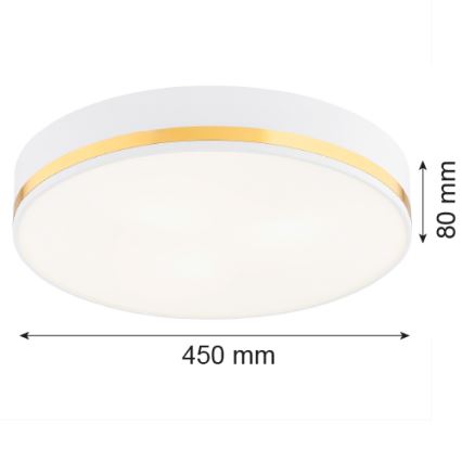 Argon 6138 - Plafón AMORE 3xE27/15W/230V diá. 45 cm blanco/dorado