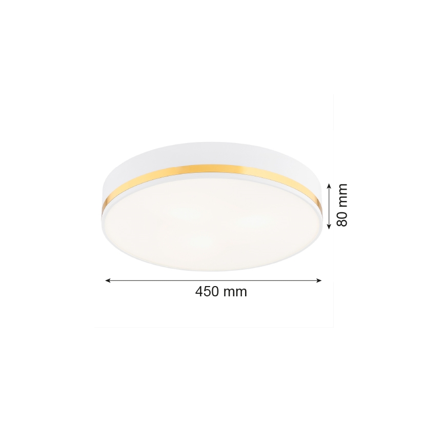 Argon 6138 - Plafón AMORE 3xE27/15W/230V diá. 45 cm blanco/dorado