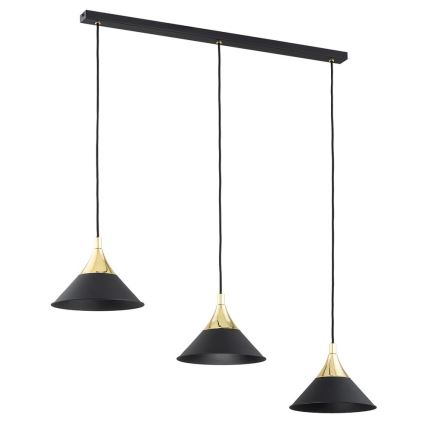 Argon 6140 - Lámpara colgante MASSETO 3xE27/15W/230V negro/dorado