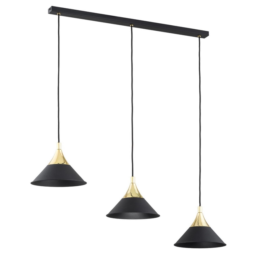 Argon 6140 - Lámpara colgante MASSETO 3xE27/15W/230V negro/dorado