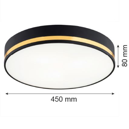 Argon 6141 - Plafón AMORE 3xE27/15W/230V diá. 45 cm negro/dorado