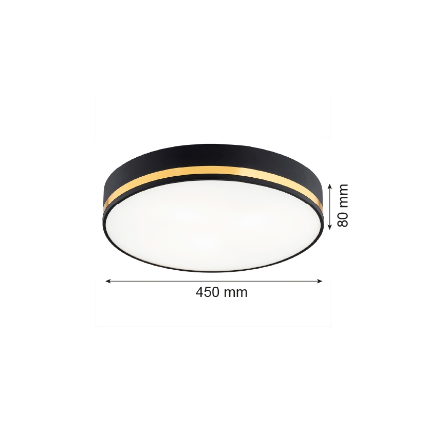 Argon 6141 - Plafón AMORE 3xE27/15W/230V diá. 45 cm negro/dorado