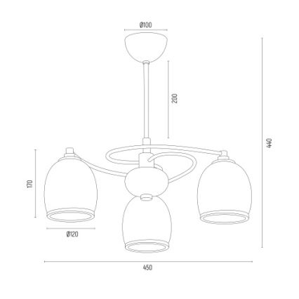 Argon 6144 - Lámpara colgante AVILA PLUS 3xE27/15W/230V negro/dorado/blanco