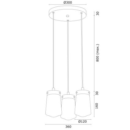 Argon 6164 - Lámpara colgante PASADENA 3xE27/15W/230V dorado/blanco