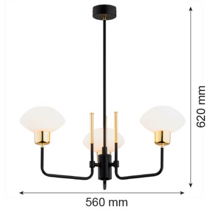 Argon 6166 - Lámpara de techo sobre poste RAVELLO 3xE14/15W/230V negro/dorado