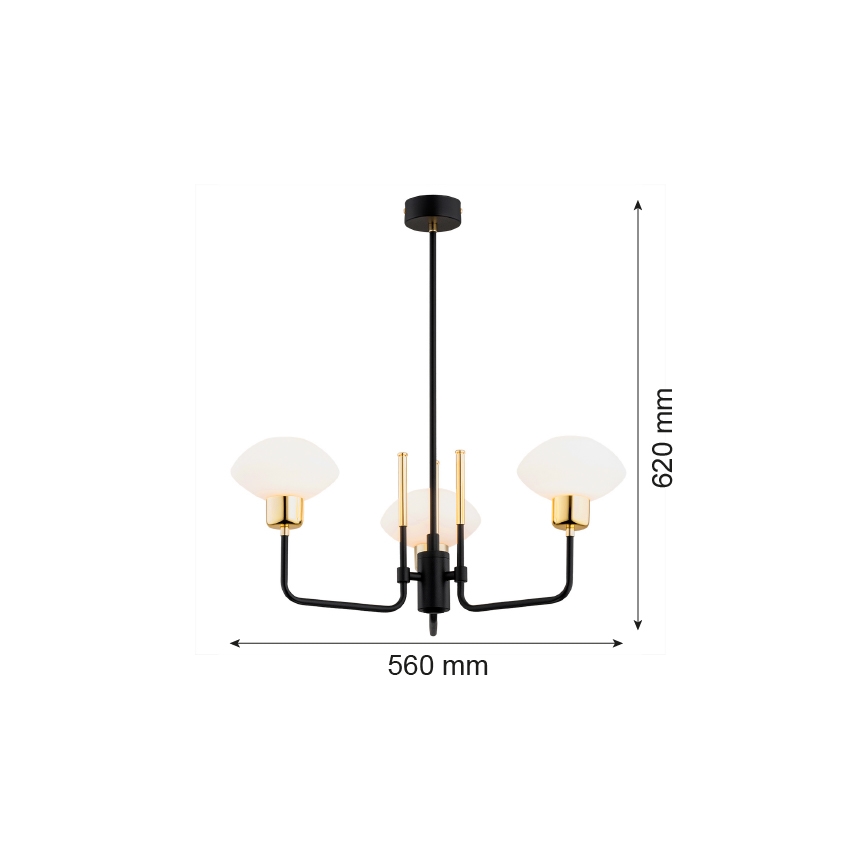 Argon 6166 - Lámpara de techo sobre poste RAVELLO 3xE14/15W/230V negro/dorado