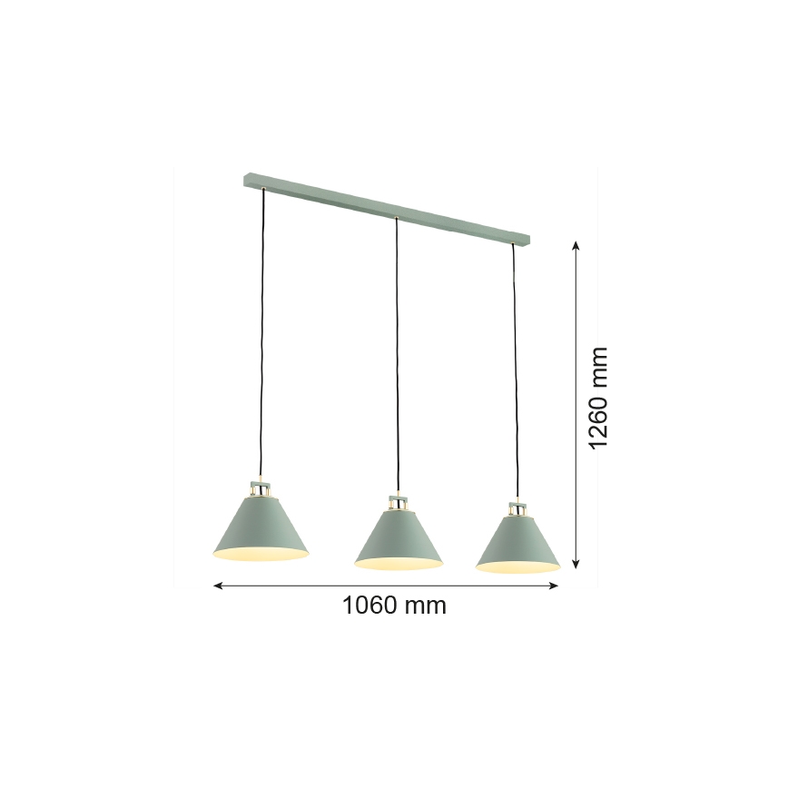 Argon 6177 - Lámpara colgante ORTE 3xE27/15W/230V verde