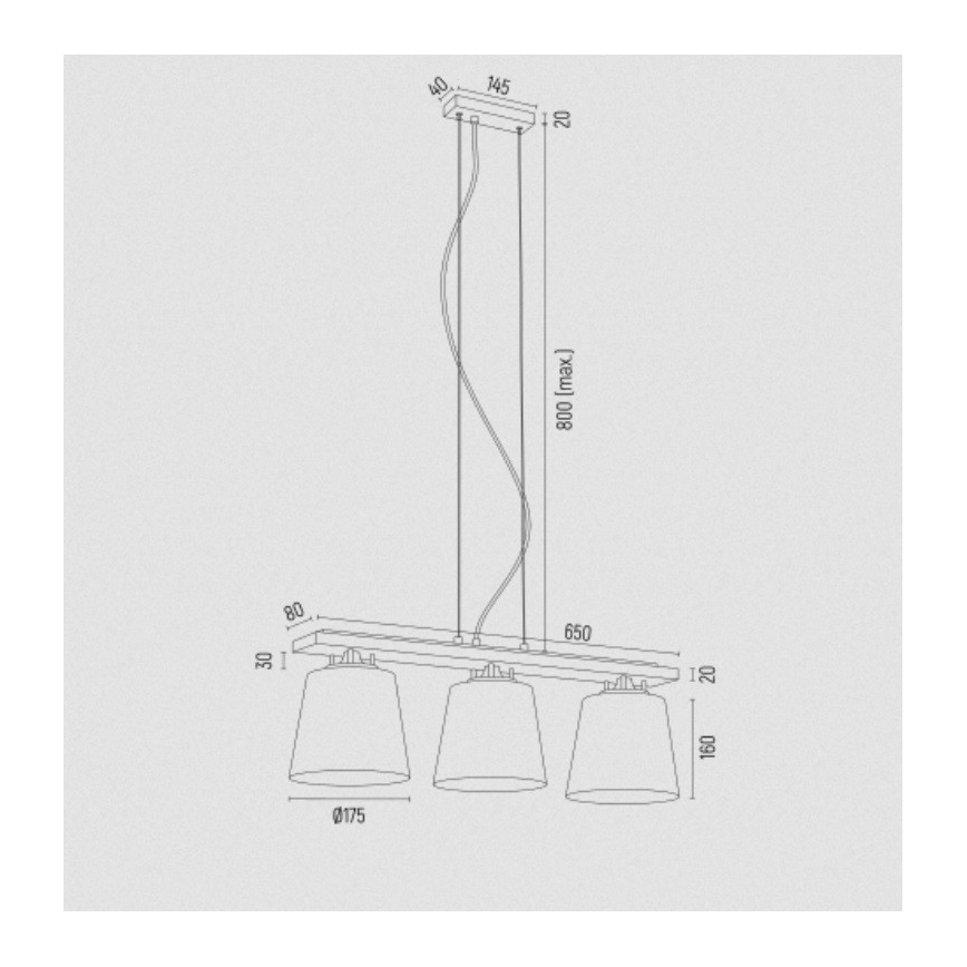 Argon 6250 - Lámpara colgante ARDEN 3xE27/15W/230V dorado
