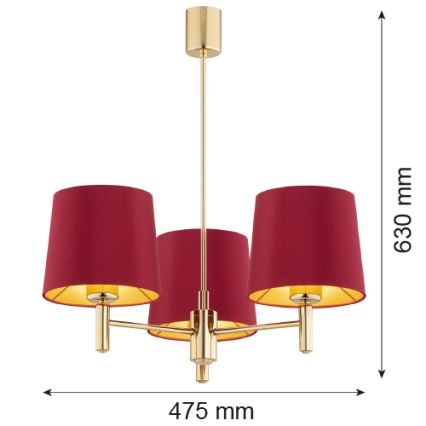 Argon 6266 - Lámpara colgante PONTE PLUS 3xE27/15W/230V rojo
