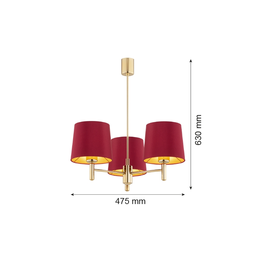 Argon 6266 - Lámpara colgante PONTE PLUS 3xE27/15W/230V rojo
