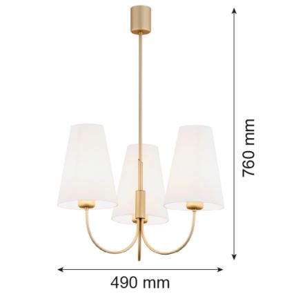 Argon 6267 - Lámpara colgante SAFIANO 3xE27/15W/230V dorado