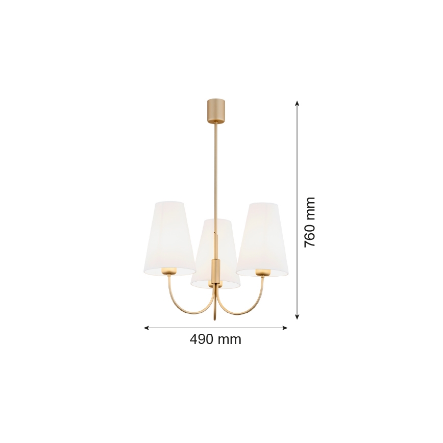 Argon 6267 - Lámpara colgante SAFIANO 3xE27/15W/230V dorado