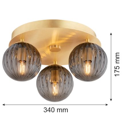 Argon 6308 - Plafón PALOMA 3xE14/7W/230V dorado/negro