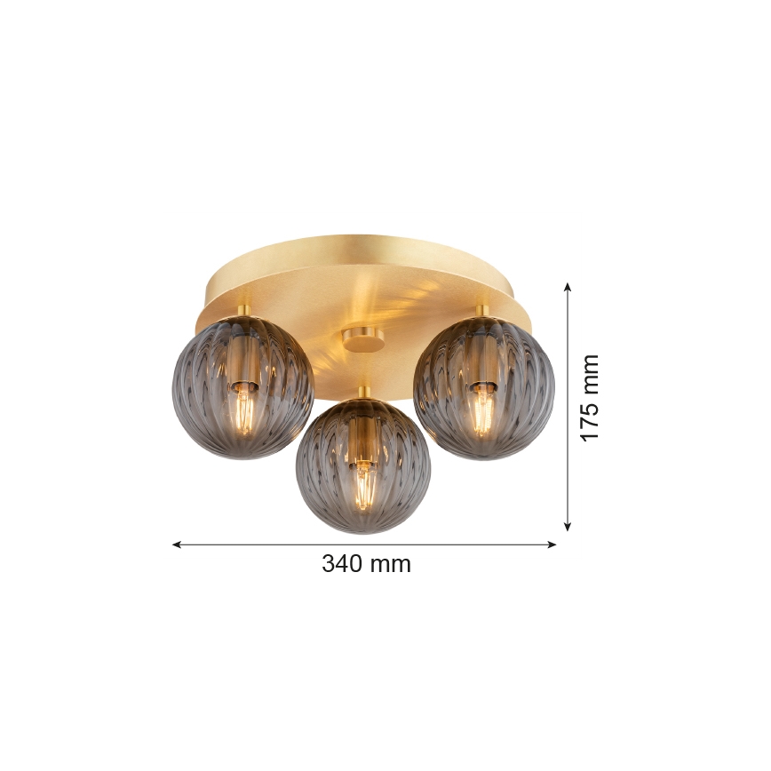 Argon 6308 - Plafón PALOMA 3xE14/7W/230V dorado/negro