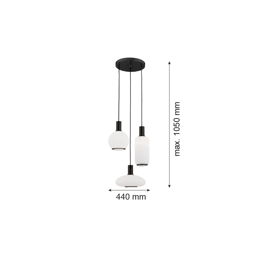 Argon 6323 - Lámpara colgante SAGUNTO PLUS 3xE27/15W/230V negro