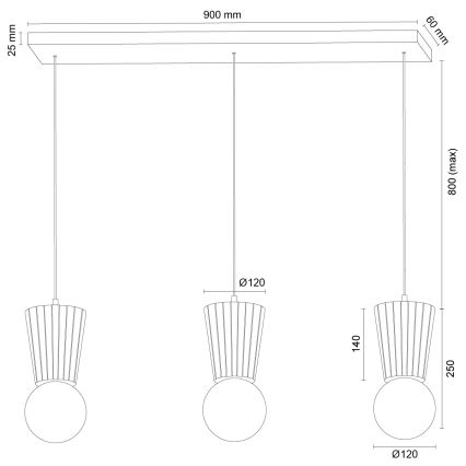 Argon 6358 - Lámpara colgante para baño VOLANTE con cable, 3xG9/6W/230V, IP44, marrón