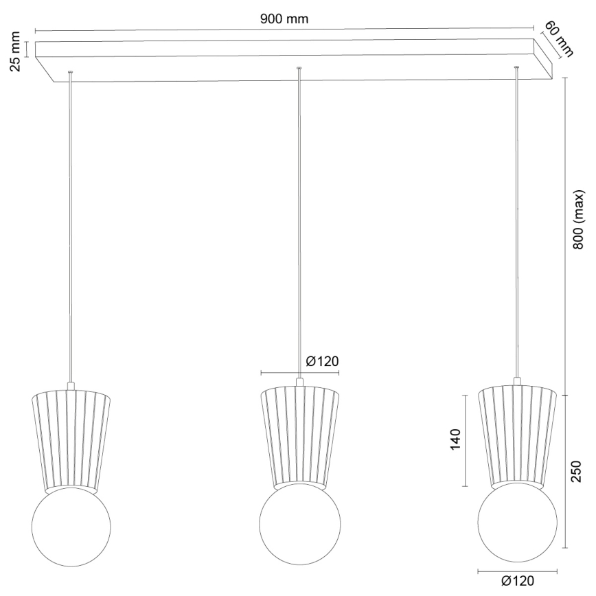 Argon 6358 - Lámpara colgante para baño VOLANTE con cable, 3xG9/6W/230V, IP44, marrón