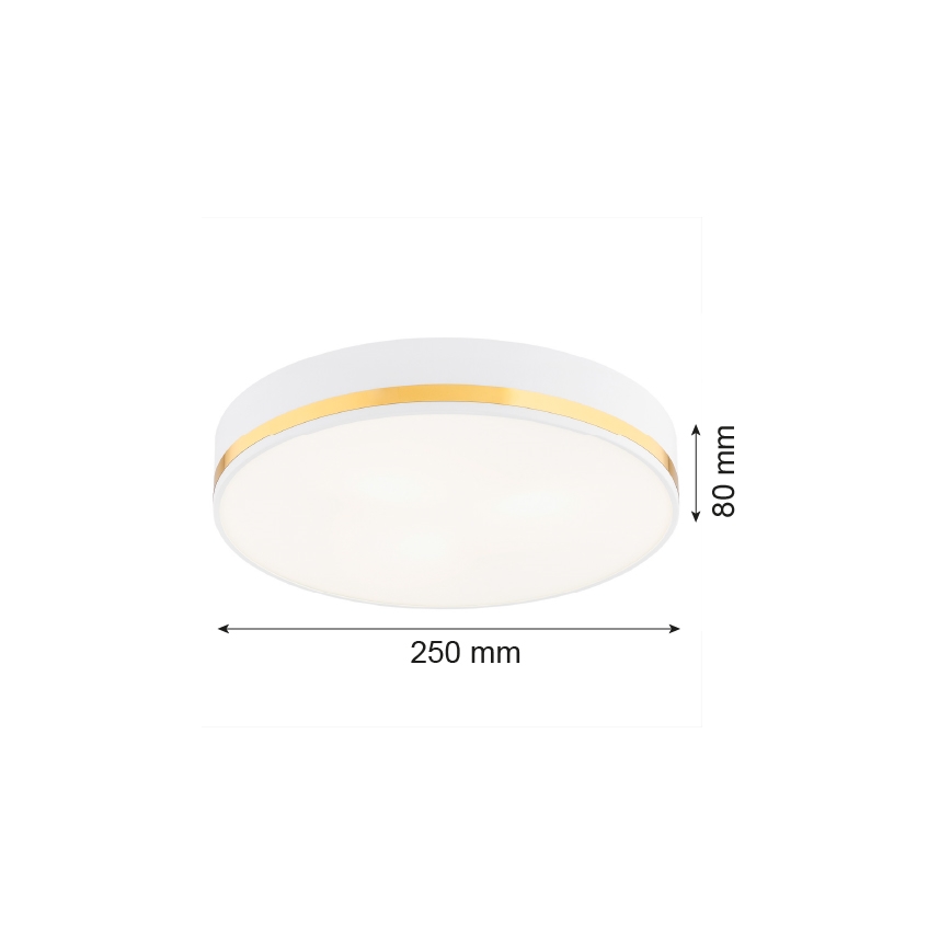 Argon 7034 - Plafón AMORE 2xE27/15W/230V diá. 25 cm blanco/dorado