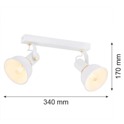 Argon 7036 - Foco TWIST 2xE14/7W/230V blanco/dorado