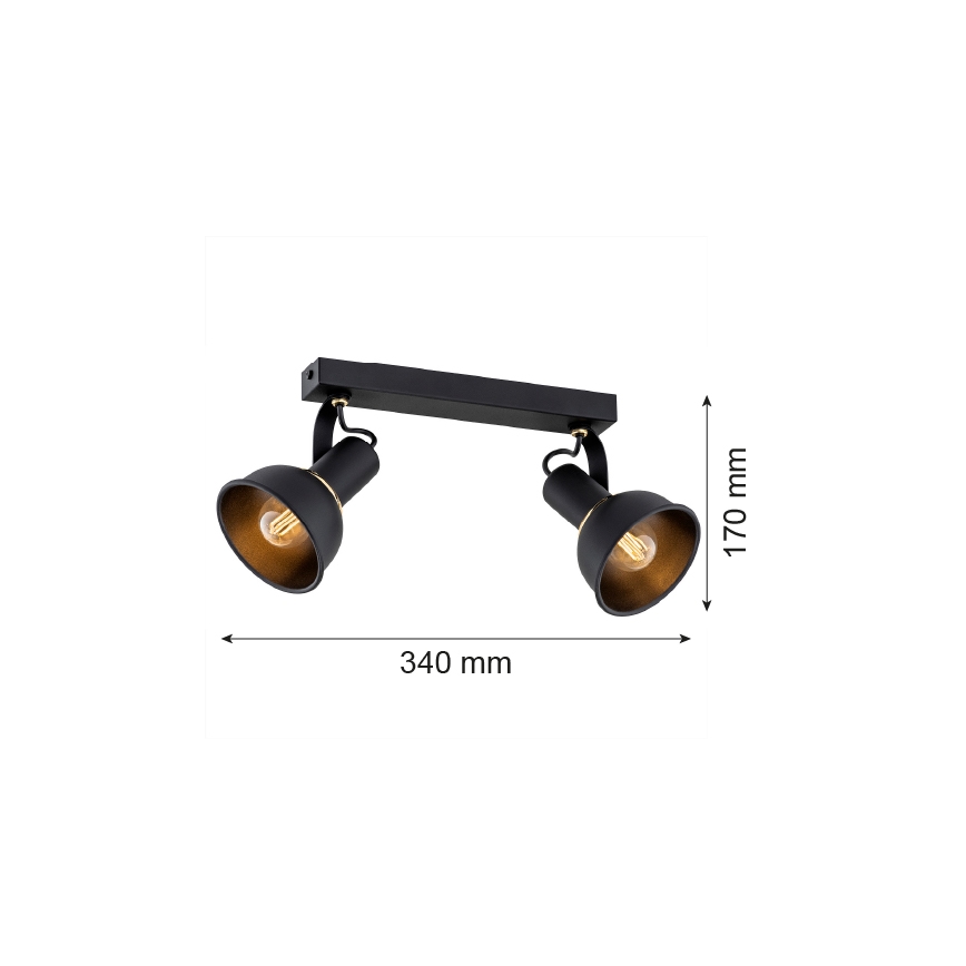 Argon 7037 - Foco TWIST 2xE14/7W/230V negro/dorado