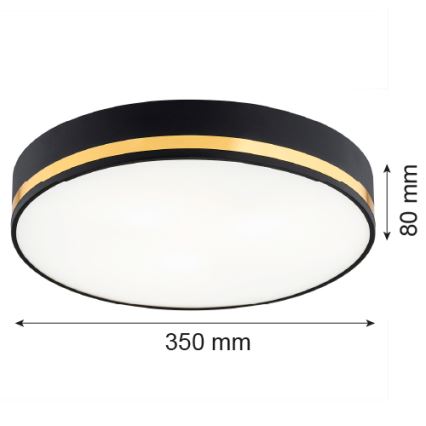 Argon 7041 - Plafón AMORE 2xE27/15W/230V diá. 35 cm negro/dorado