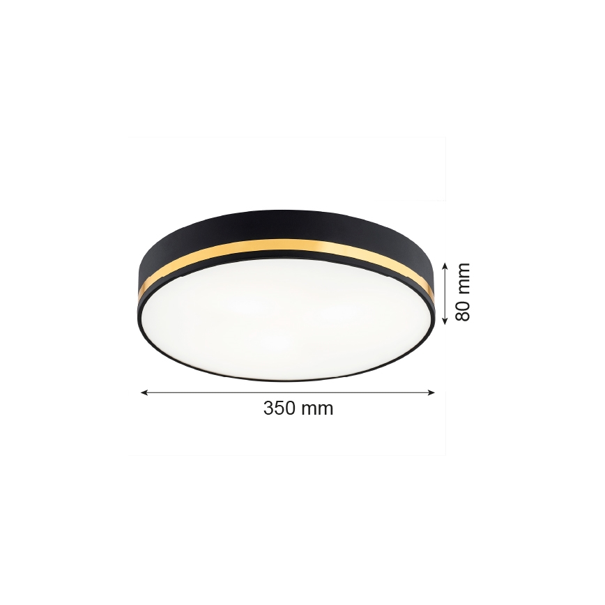 Argon 7041 - Plafón AMORE 2xE27/15W/230V diá. 35 cm negro/dorado
