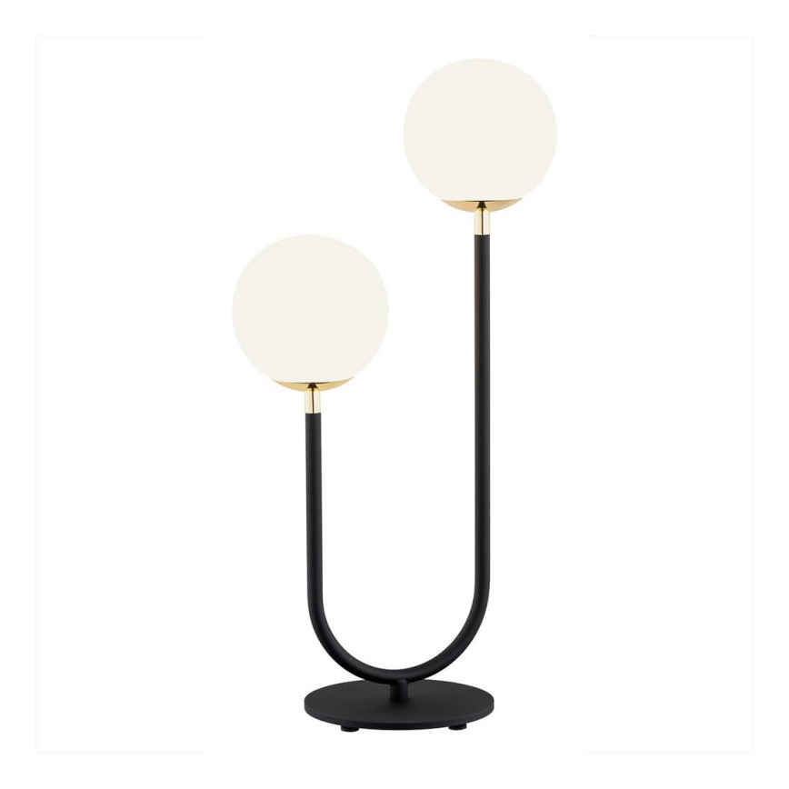 Argon 7072 - Lámpara de mesa FERRONE 2xE14/7W/230V negro/blanco/dorado