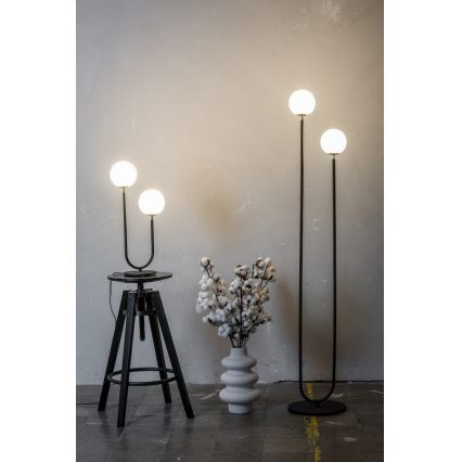 Argon 7072 - Lámpara de mesa FERRONE 2xE14/7W/230V negro/blanco/dorado