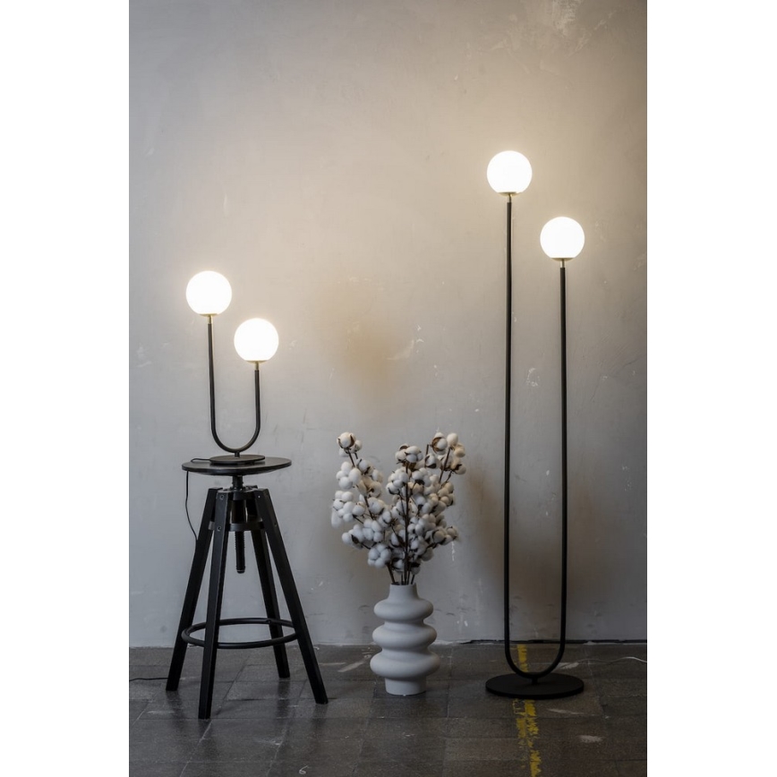 Argon 7072 - Lámpara de mesa FERRONE 2xE14/7W/230V negro/blanco/dorado