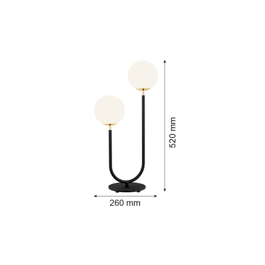 Argon 7072 - Lámpara de mesa FERRONE 2xE14/7W/230V negro/blanco/dorado
