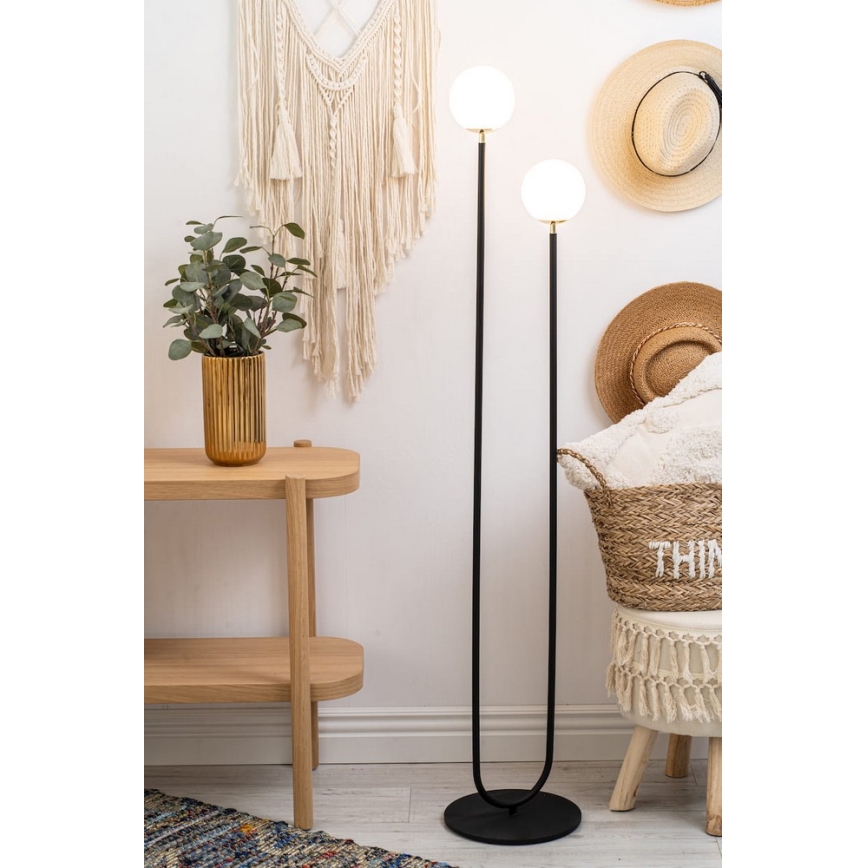 Argon 7073 - Lámpara de pie FERRONE 2xE14/7W/230V negro/blanco/dorado