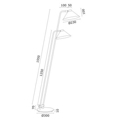 Argon 7074 - Lámpara de pie GABIAN 2xE27/15W/230V blanco