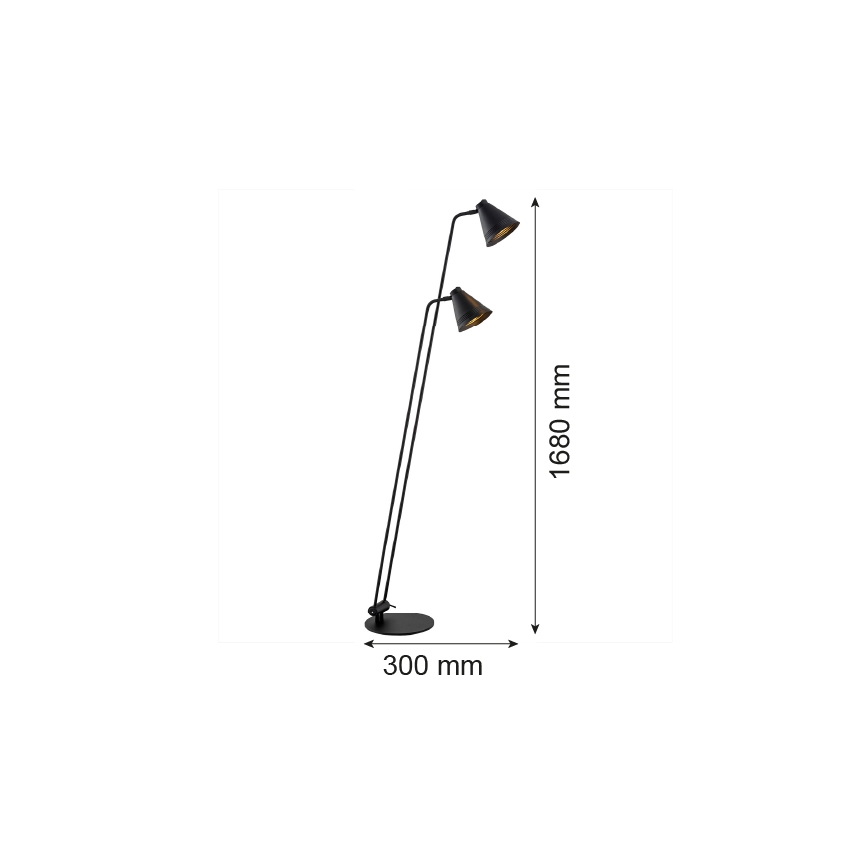 Argon 7077 - Lámpara de pie AVALONE 2xE27/15W/230V negro