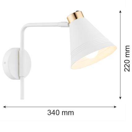 Argon 8006 - Aplique AVALONE 1xE27/15W/230V 34 cm blanco/dorado