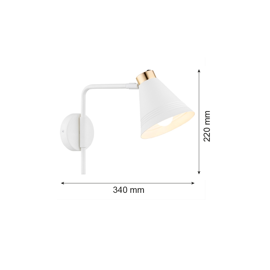 Argon 8006 - Aplique AVALONE 1xE27/15W/230V 34 cm blanco/dorado