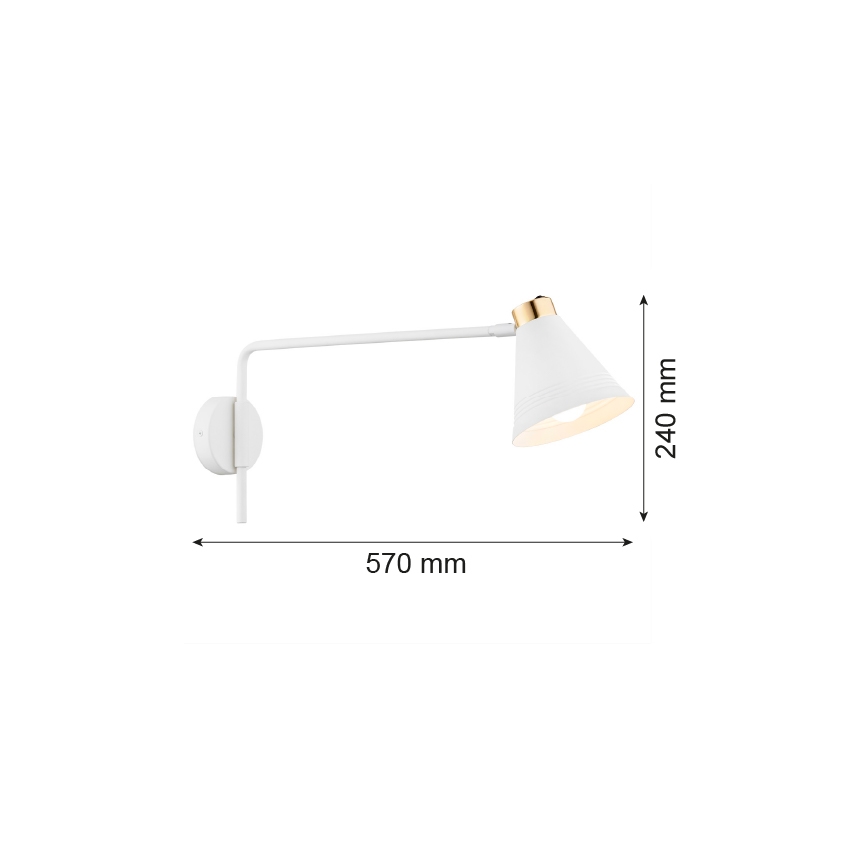 Argon 8007 - Aplique AVALONE 1xE27/15W/230V 57 cm blanco/dorado