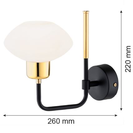 Argon 8032 - Aplique RAVELLO 1xE14/15W/230V negro/dorado