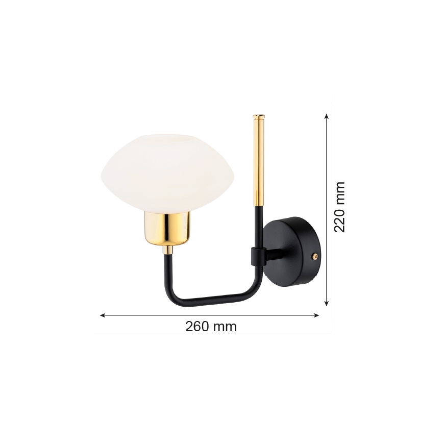 Argon 8032 - Aplique RAVELLO 1xE14/15W/230V negro/dorado