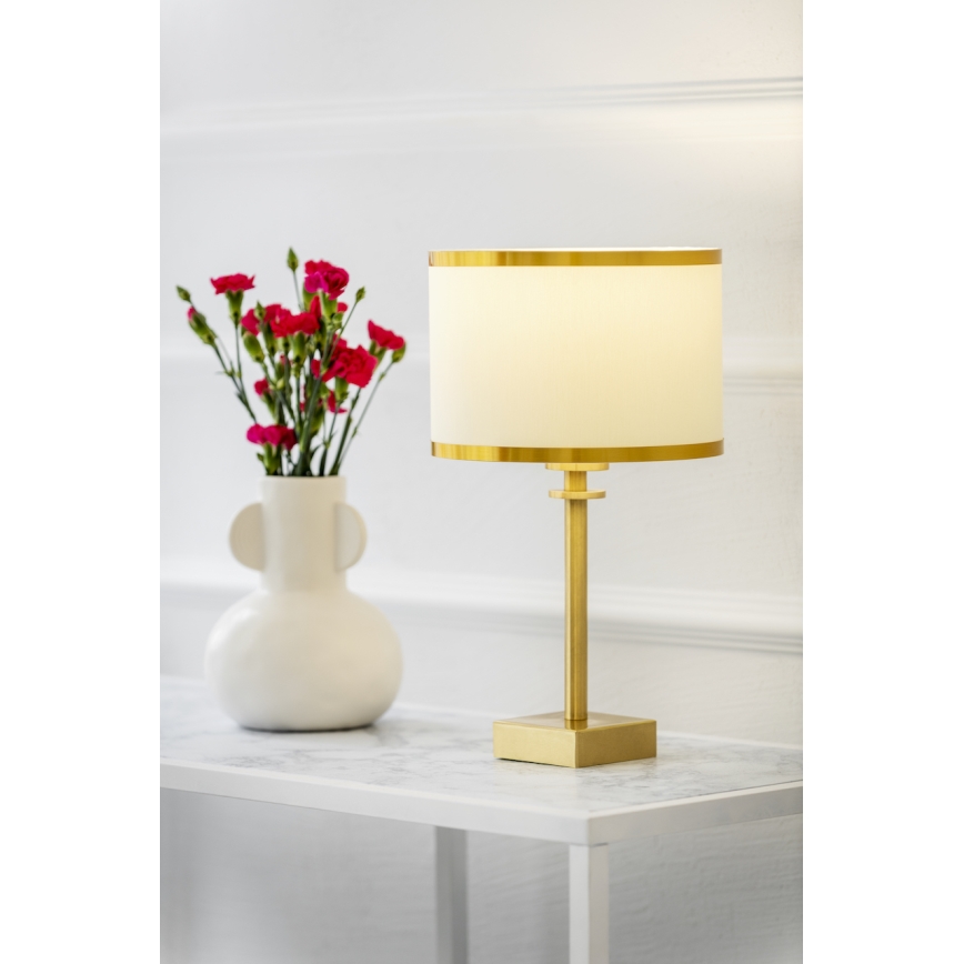 Argon 8047 - Lámpara de mesa ABBANO 1xE27/15W/230V latón/blanco
