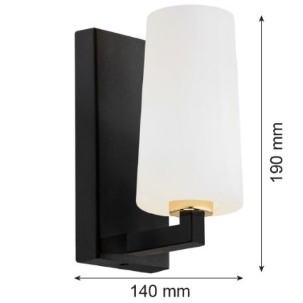 Argon 8056 - Aplique CAMELOT PLUS 1xE27/15W/230V negro/blanco/dorado