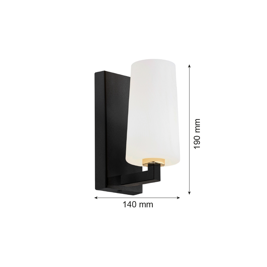 Argon 8056 - Aplique CAMELOT PLUS 1xE27/15W/230V negro/blanco/dorado
